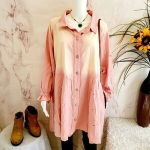 New! DAVI & DANI Pink tie dye with paint splatter Women's tunic